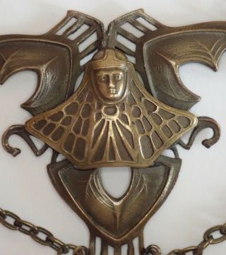 Unusual Antique Art Nouveau Bronze Pearl Insect Lady Necklace