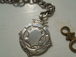 Vintage 19th Century Sterling Silver Pocket Watch and FWC Prince Albert Chain 4