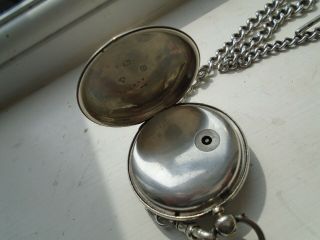 Vintage 19th Century Sterling Silver Pocket Watch and FWC Prince Albert Chain 6