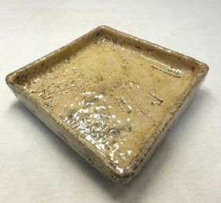 H683 Japanese square plate of really old SHINO pottery with very good atmosphere 2