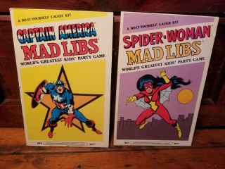 Vintage Marvel Captain America & Spider Woman Mad Libs,