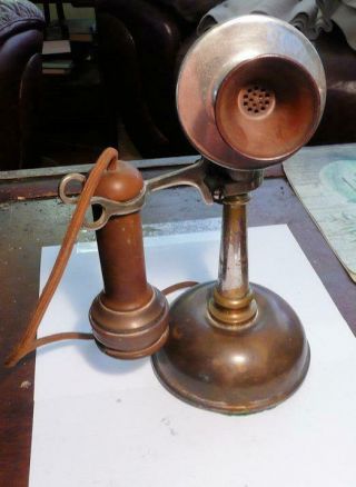 Antique Tapered Candlestick Telephone Kellogg With Stromberg Carlson Receiver