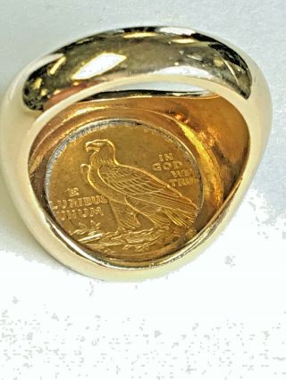 Vintage 1928 indian Head Liberty Coin Ring,  14K Yellow Gold,  Size 10.  25 3