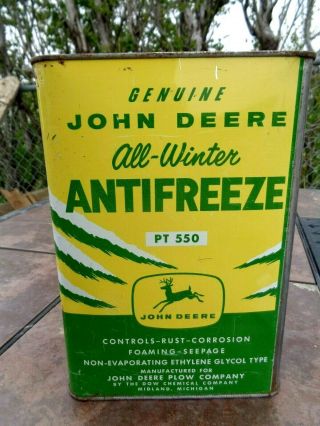 Vintage John Deere Plow Company 1 Gallon Anti Freeze Can Oil Advertising Tin