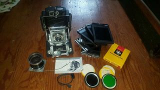 Vintage Busch Pressman / D 4x5 Press/field Camera W/f4 127mm/10 " F5.  6 Wollensak