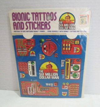The Six Million Dollar Man 1976 Bionic Tattoos And Stickers Set Kenner