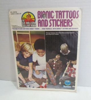 THE SIX MILLION DOLLAR MAN 1976 BIONIC TATTOOS AND STICKERS SET KENNER 2