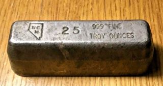 25 Oz Nevada Coin Mart Silver Bar Vintage Rare Ounce Bullion Trapezoid Shape