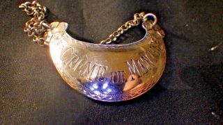 A George Iii Silver " Creme De Menthe " Wine Decanter Label,  Peter Carter? C.  1790