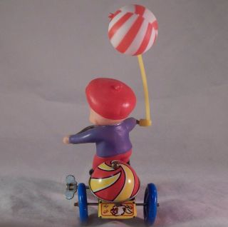 Vintage Tin Litho Mechanical Wind Up Boy Tricycle 4