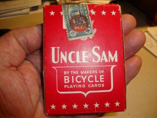 Ww Ii (c.  1942) Uncle Sam Playing Cards,  Bicycle,  Full Tax Stamp,  Uso