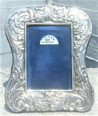Silver 950 Picture Photo Frame Floral Repousse Design 8.  1” X 6.  5”