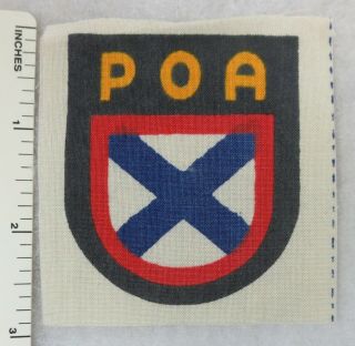 Ww2 Vintage German Army Poa Russian Foreign Volunteer Patch Printed