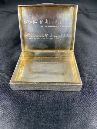 Vintage STERLING SILVER & 14K GOLD CIGARETTE CASE w Musical Notation 2