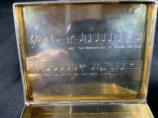 Vintage STERLING SILVER & 14K GOLD CIGARETTE CASE w Musical Notation 3