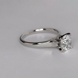 2 Cts SI2 D Round Cut Vintage Milgrain Diamond Pave Engagement Ring Platinum 6