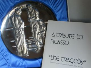 . 999 Fine Sterling Silver Tribute To Picasso " The Tragedy " 1st Edition Plate 1972