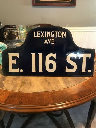 Antique York City Street Sign Lexington Ave.  116 St Double Sided Porcelain