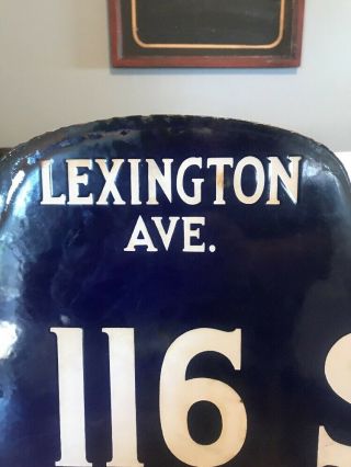 Antique York City Street Sign Lexington Ave.  116 St Double Sided Porcelain 7