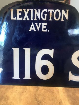 Antique York City Street Sign Lexington Ave.  116 St Double Sided Porcelain 8