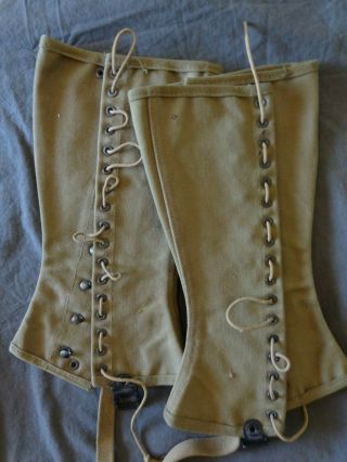 Vintage Wwii Us Military Army M138 Canvas Leggings/spats With Laces Size 2r