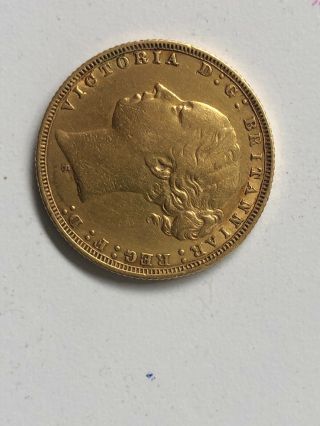 1875 Great Britain Gold Coin Queen Victoria 1 Sovereign Shield Crown Antique
