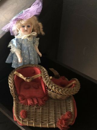 Antique Rare Doll 2 Sided Saddle Great Accessory For Small Dolls Wool Wicker 2