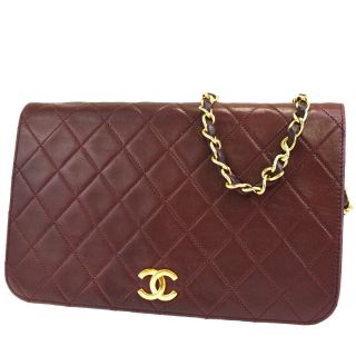 Auth Chanel Cc Logos Quilted Chain Shoulder Bag Leather Bordeaux Vintage 85eg647