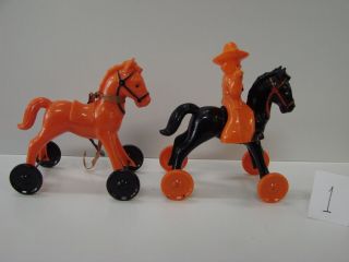 Rare ROSBRO Rosen Bros Cowboy & Horses Halloween Colors Candy Container 2