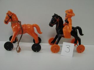 Rare ROSBRO Rosen Bros Cowboy & Horses Halloween Colors Candy Container 4