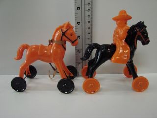 Rare ROSBRO Rosen Bros Cowboy & Horses Halloween Colors Candy Container 8