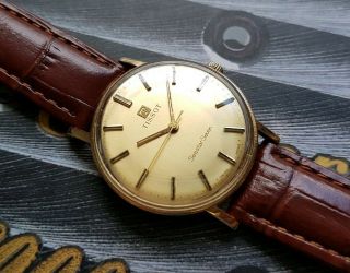 Vintage Mens 9k 9ct Solid 375 Gold Tissot Seastar Seven Swiss Watch