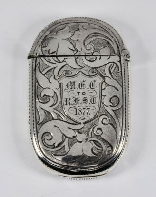 Antique English Victorian Solid Silver Vesta Case (hilliard & Thomason,  1877)