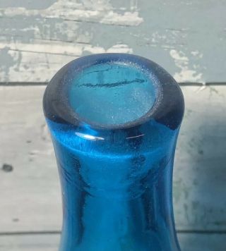 Vintage Blenko Wayne Husted Turquoise Blue Crackle Glass Decanter 6311L 22” 7