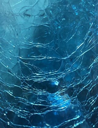 Vintage Blenko Wayne Husted Turquoise Blue Crackle Glass Decanter 6311L 22” 8