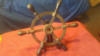 Vintage Antique Nautical 12” Brass & Wood Boat / Ships Wheel