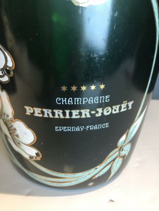 Champagne Perrier Jouet France Green Glass Ice Bucket & Champagne Flutes Vintage 3