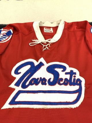 Vintage 70s Nova Scotia Voyagers Vees Wilson Durene Hockey Jersey 3