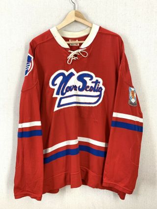 Vintage 70s Nova Scotia Voyagers Vees Wilson Durene Hockey Jersey 4