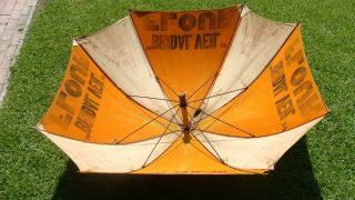Rare antique 5 ' litho on canvas BRIDAL VEIL FLOUR store display umbrella 5
