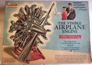 1962 Renwal Products The Visible Airplane Engine Model Kit Rare