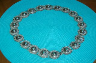 VINTAGE STERLING SILVER AND TURQUOISE CONCHA LINK BELT 2