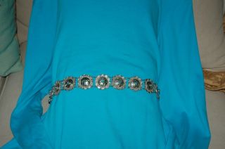 VINTAGE STERLING SILVER AND TURQUOISE CONCHA LINK BELT 6
