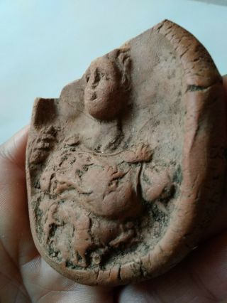 Authentic Roman Terracotta Seal Plaque Panel Bust Of Warrior With Armor