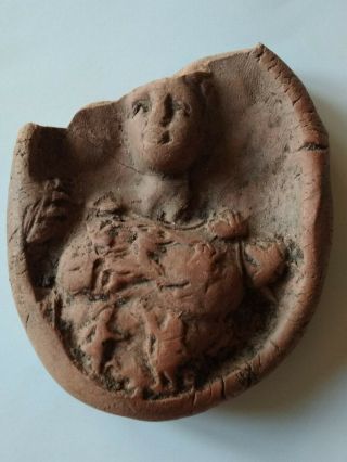 Authentic Roman terracotta seal plaque panel bust of Warrior with armor 2