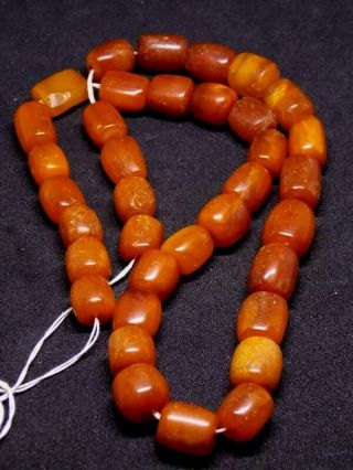 Antique Natural Baltic Amber Stone Beads Toffee Amber Necklace 32g 波羅的海琥珀
