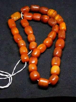 Antique natural Baltic amber stone beads toffee amber necklace 32g 波羅的海琥珀 2