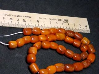 Antique natural Baltic amber stone beads toffee amber necklace 32g 波羅的海琥珀 8