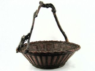 Exceptional Antique Large Ikebana Woven Bamboo Basket 2