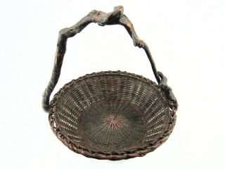 Exceptional Antique Large Ikebana Woven Bamboo Basket 3